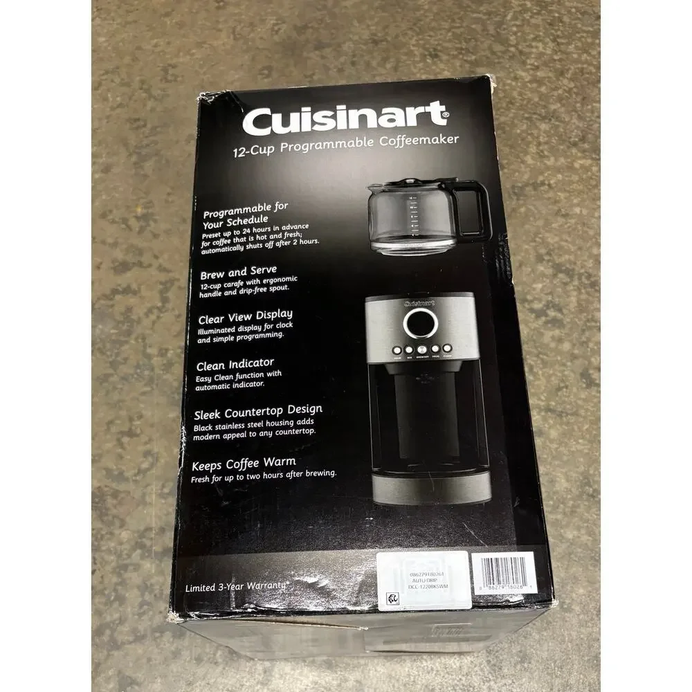 Cuisinart Stainless Steel 12-Cup Coffee Maker, Black- Used
